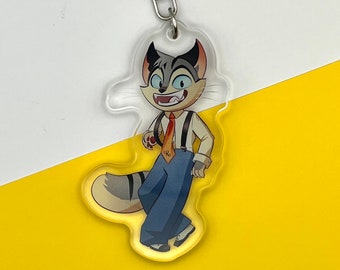 Rocky Lackadaisy Inspired Acrylic Charm Keychain | Furry Cat Gift