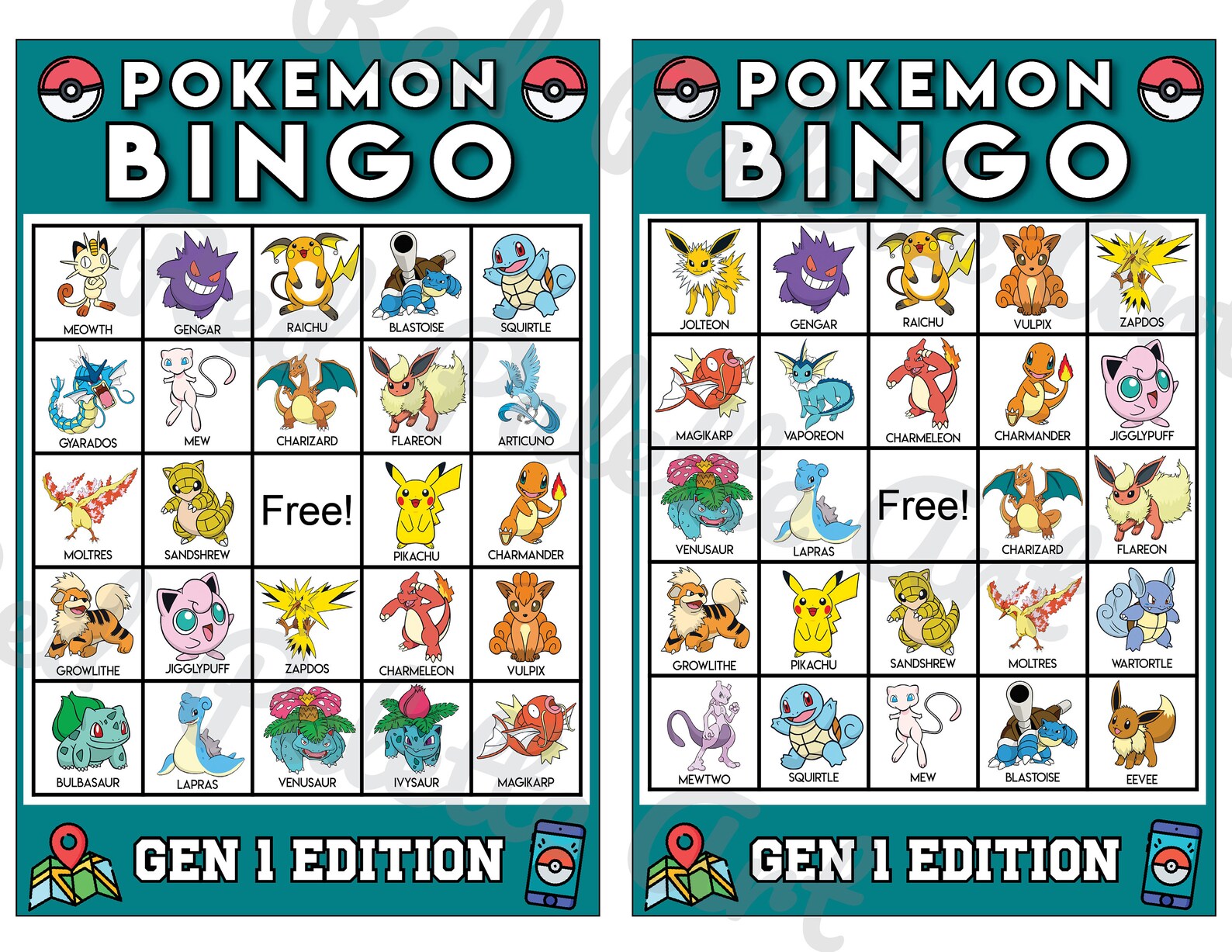 DIGITAL DOWNLOAD Pokémon Printable Bingo Cards includes | Etsy