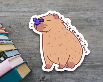 Capybara Rizz 'Em with the 'Tism MATTE Vinyl Sticker | Meme Sticker