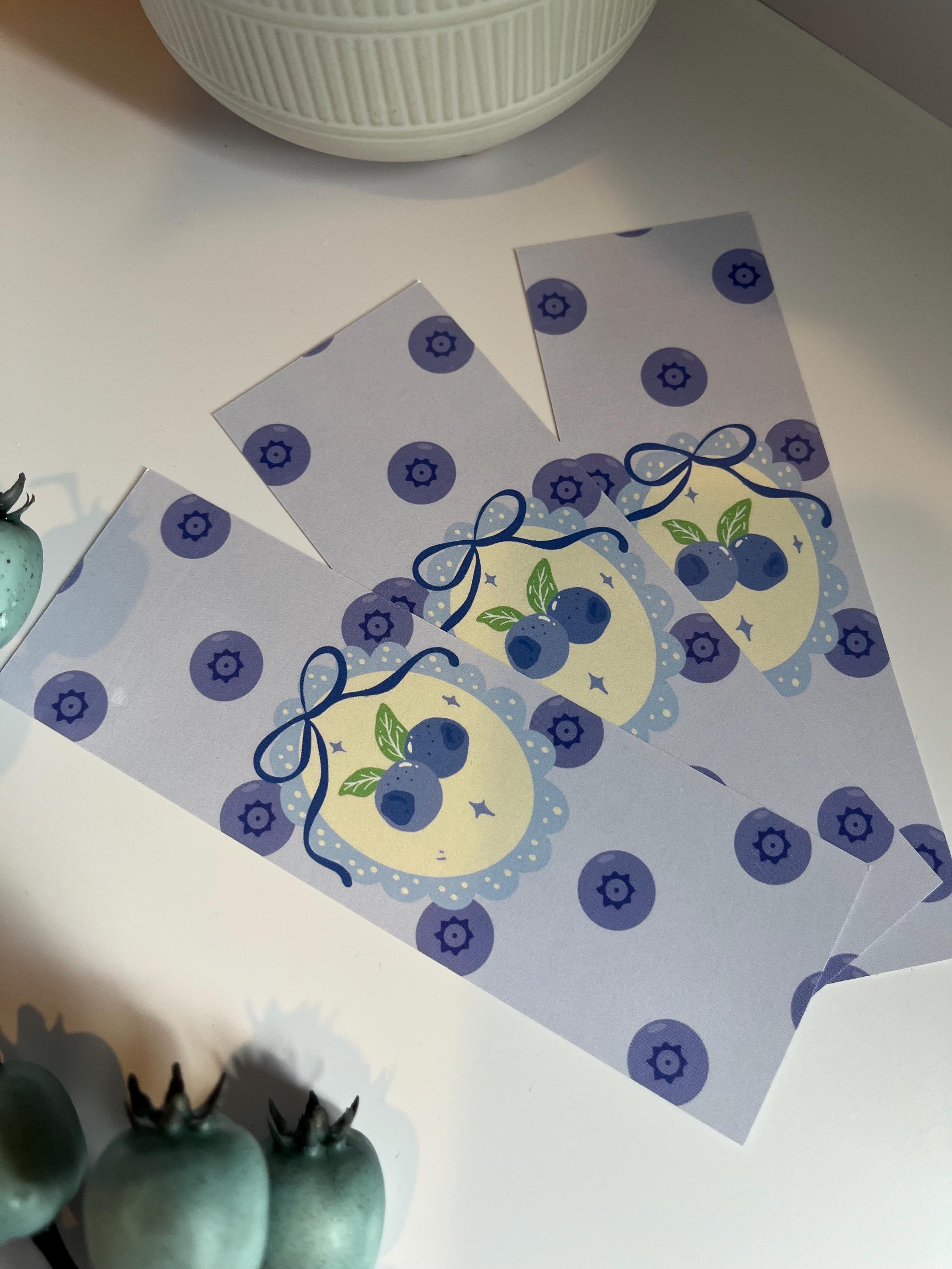 Blueberry Bookmark, Cute Bookish Bow Design - Etsy