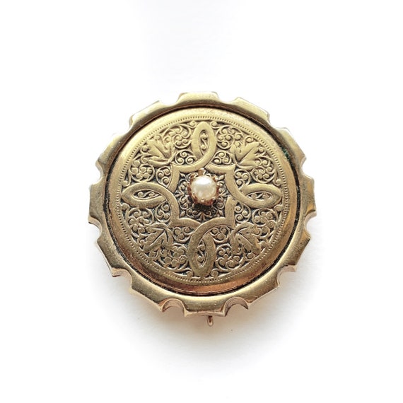 Vintage Victorian Gold-filled Pearl Brooch - image 1