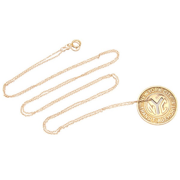 Subway Token Vintage NYC Long Necklace