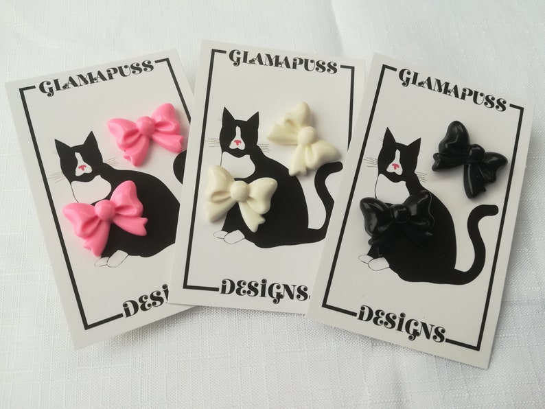 White Bow Earrings