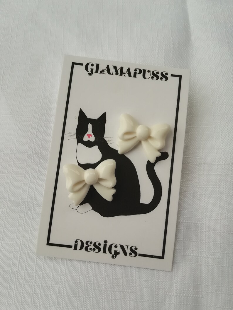 White Bow Earrings