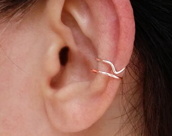 Chevron Ear Cuff/Rose Gold Ear Wrap/Minimal Silver Ear Cuff/Gold Fake Piercing/Boho Ear Cuff/Hugger/No Piercing/Conch Ring/Faux Piercing
