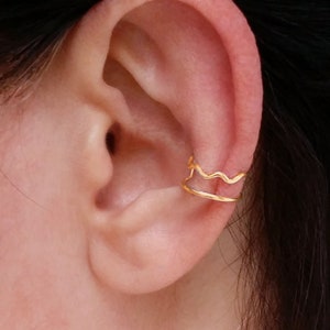 Silver Wave Ear Cuff, Gold Ear Wrap, Minimal Ear Cuff, Gift for Her
