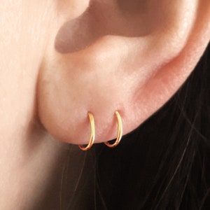 Tiny Hoops, Gold Huggie Earrings, Pair Huggie Hoops, Helix Ring, Tragus Ring, Gold Minimal Earrings, Silver Sleeper Earring