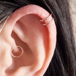 Textured Sterling Silver Helix Cuff Gold  Helix Ring Double Helix Gold Ear Cuff Helix No Piercing Helix Earring