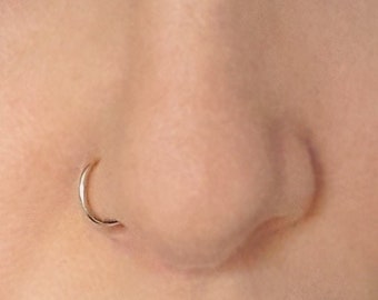 Rose Gold Nose Ring, Nose Ring, Gold Cartilage Hoops, Hugger Earrings, Gold Helix Hoops, Gold Huggies, Tiny sleeper earrings