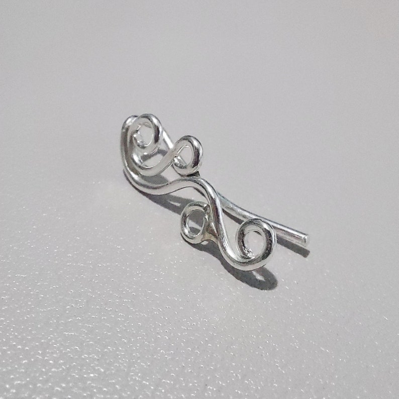 Curly Silver Ear Climber, Minimalist Handmade Ear Pin, Silver Ear climber, Minimalist Ear crawler, Ear Crawler, Silver Earring image 6