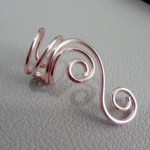 Rose Gold Ear Cuff, Curly Ear Wrap, Swirly Gold Ear Cuff, No pierce Earring, Fake piercing, Silver Ear Wrap, Boho Ear Cuff, Cartilage Cuff