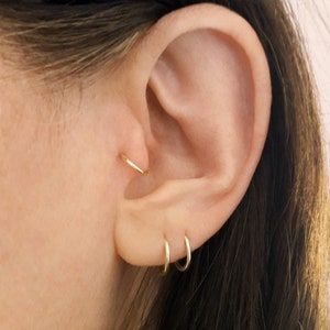 Gold Tragus Earring, Tragus Piercing, Gold Tragus Hoop, Helix Earring, Minimal Earring, Silver Sleeper, Gold Hugger Hoop, Tiny earring hoop