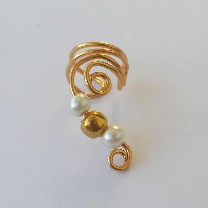 Pair Gold Drop Ear Cuff Gold Ear Wrap image 4