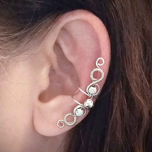 Silver Drop Ear Cuff Glitter Silver Drop Ear Wrap Etsy