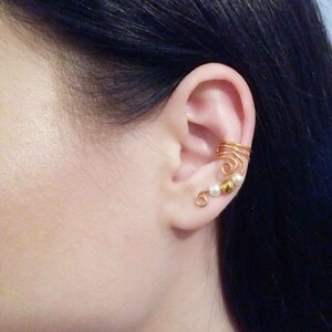 Pair Gold Drop Ear Cuff Gold Ear Wrap image 2