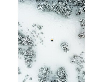 Snow Angel Bliss - Stunning Drone Shot Poster - Winter Joy in Swedish Forest