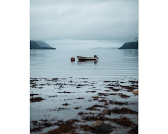 Fishing Boat in Dramatic Fjord Poster - Stunning Ocean Art - Perfect Gift for Nature Lovers