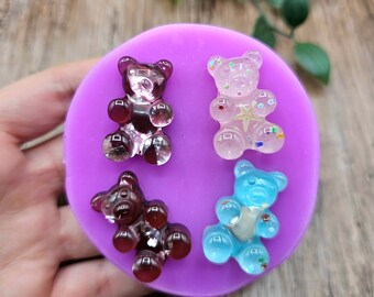 Stampo silicone flessibile 4 gummy bears 3d 3cm