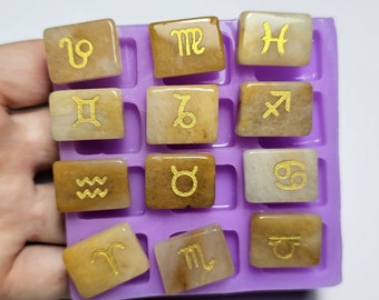 Flexible silicone mold set of zodiac signs stones