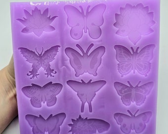 Stampo silicone flessibile set 9 farfalle + 3 fiori