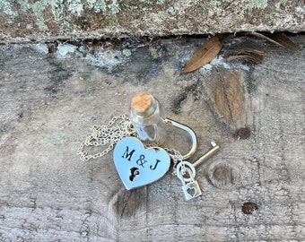 Love Lock Necklace - Valentine's Gift, Gifts For The Couples, Wedding Gift