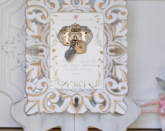 Personalized Love Lock Gift Set Photo Frame & Key Necklace Romantic Keepsake