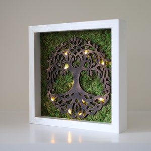 Tree of Life Wall Decor: Rustic Wood Frame with LED Lights