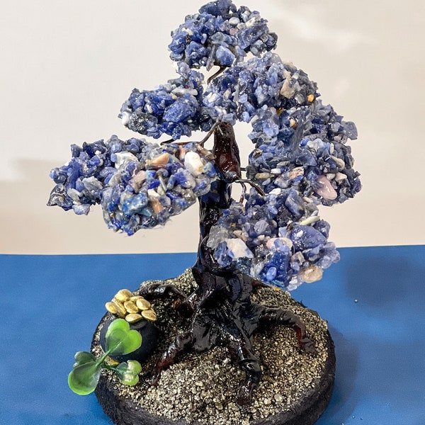 Arbre du Bonheur, Arbre de l’abondance, Bonsaï de l’abondance, Minéraux, Arbre minéraux, Sodalite