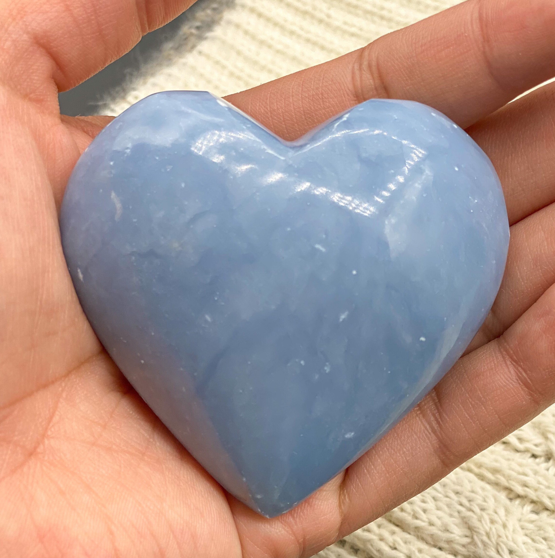 Coeur Angelite , Angelite, Bleue, Coeur Mineraux
