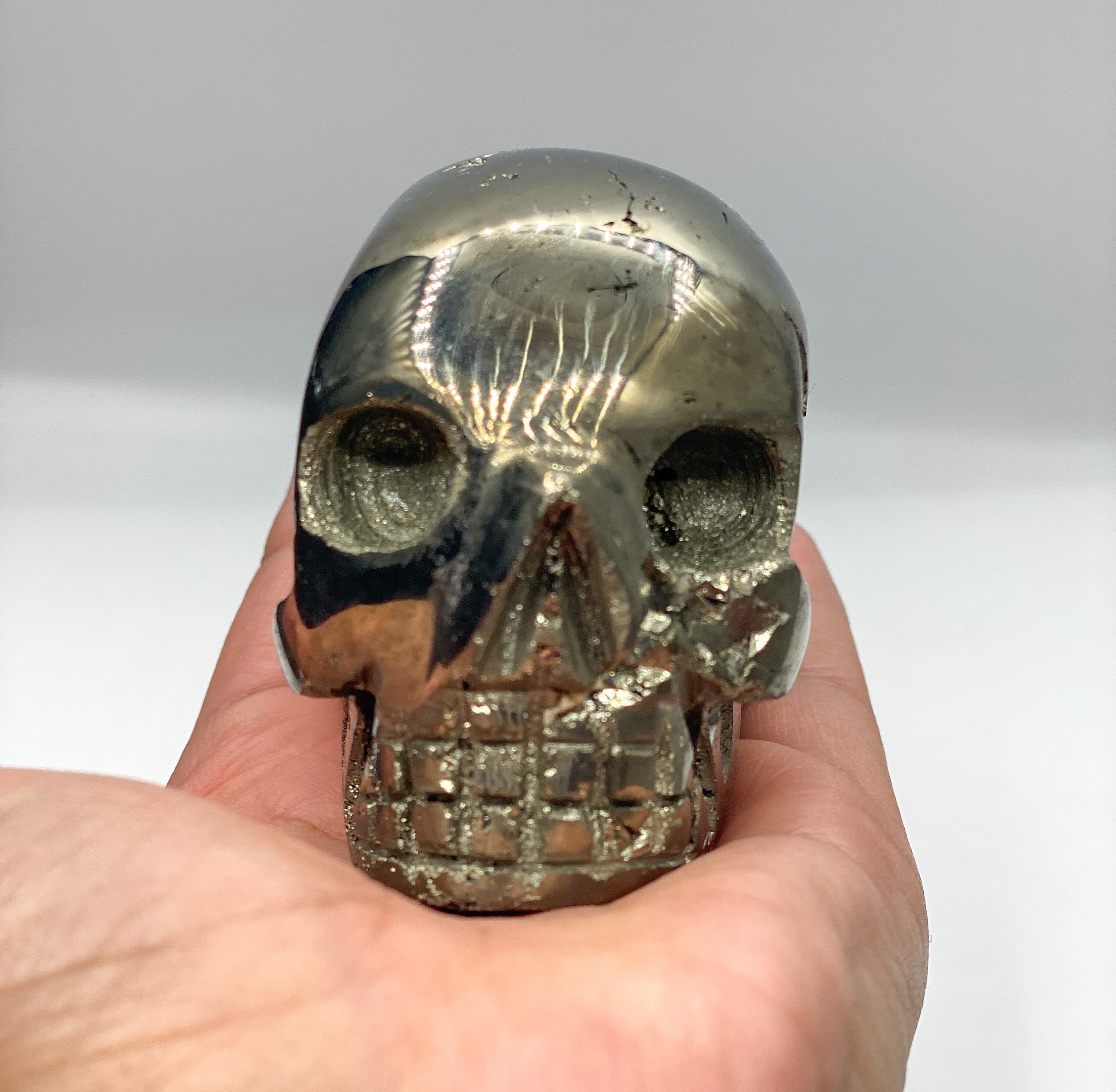 Crâne Pyrite, Skull Pyrite , Sculpture, Minéraux, Or Des Fous Pérou