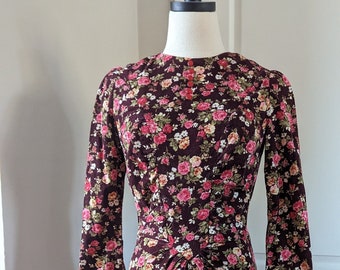 1940s Floral Corduroy Dress: Simplicity 1777 Retro Style