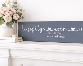 Personalised Wooden Plaque Happily Ever After Wall Sign Gift New Home Wedding Gift | Anniversary Multiple Sizes and Colours