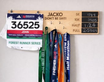 Medal Hanger for PB’s Chalk Board Bib Hanger Running Marathon Gift Ultra Marathon London Manchester