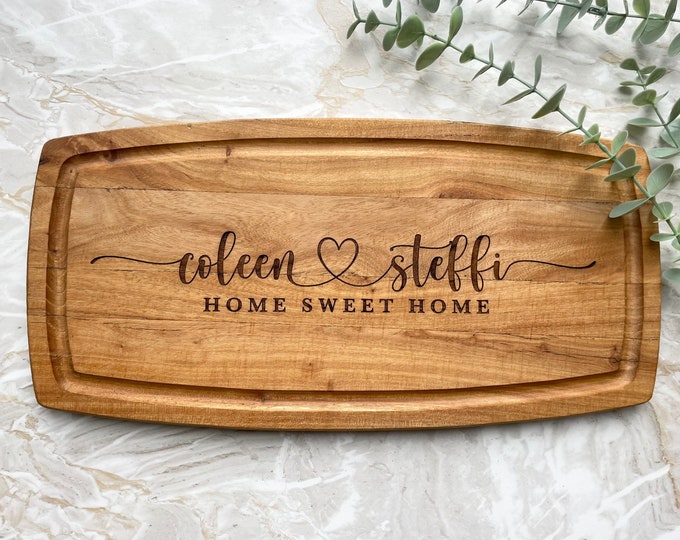 Personalised Engraved Acacia Rustic Wood Charcuterie Serving Board, Cheese Board, Chopping Board Wedding New Home Anniversary