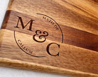 Personalised Engraved Acacia Rustic Wood Chopping Board, Serving Board, Cheese Board, Wedding New Home Wooden Anniversary Gift ANY WORDING