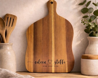 Personalised Engraved Acacia Rustic Wood Serving Board or Chopping Board Wedding Mr & Mrs Gift New Home Wooden Anniversary Gift ANY WORDING