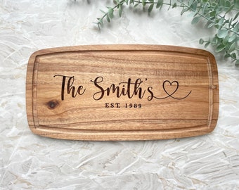 Personalised Engraved Acacia Rustic Wood Serving Board, Cheese Board, Chopping Board Wedding New Home Wooden Anniversary Gift ANY WORDING