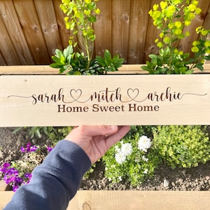 Personalised Engraved Wooden Plaque Family Home Sweet Home Gift New home - 5 Year Anniversary Multiple Sizes