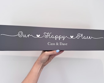 Personalised Family Name Wooden Sign | Our Happy Place Decor