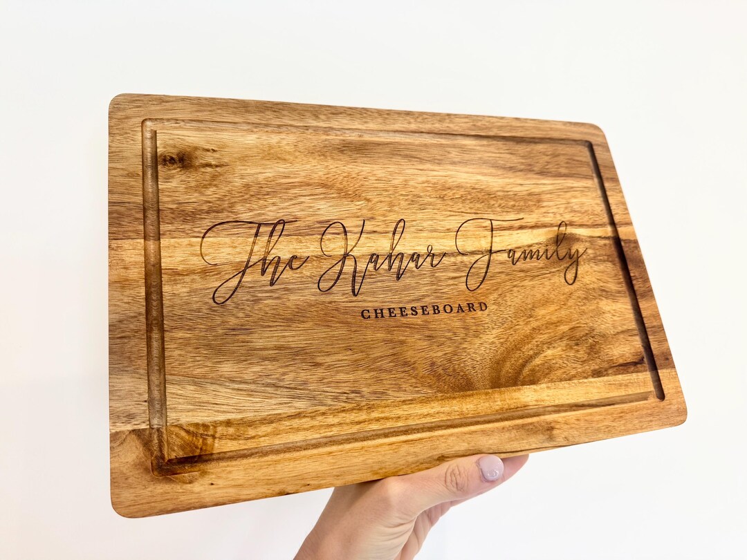 Personalised Engraved Acacia Rustic Wood Serving Board, Cheese Board ...