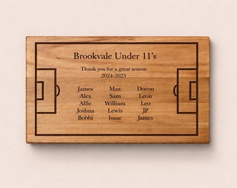 Personalised Football Soccer Coach Gift, Engraved Acacia Wood Serving Chopping Board