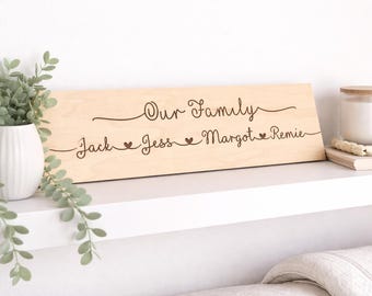 Personalised Engraved Wooden Family Name Sign – New Home Gift