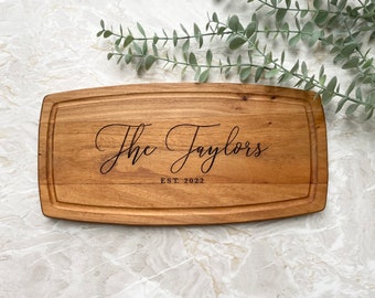 Personalised Engraved Acacia Wood Serving Board or Chopping Board Wedding Mr & Mrs Gift New Home Wooden Anniversary Gift ANY WORDING