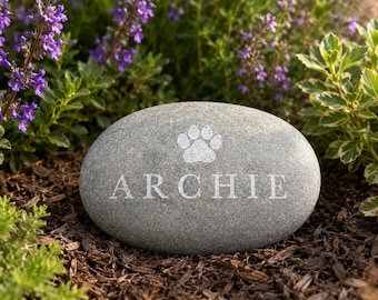 Piedra conmemorativa personalizada para mascotas, lápida personalizada para perros con huella de pata, regalo grabado para jardín, recuerdo para quienes perdieron a su mascota.