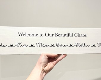 Personalised Family Name Wooden Wall Sign Plaque – Welcome to Our Beautiful Chaos