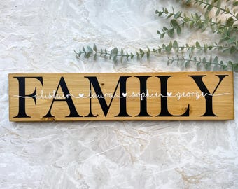 Personalised Wooden Plaque Family Names Gift New Home Gift