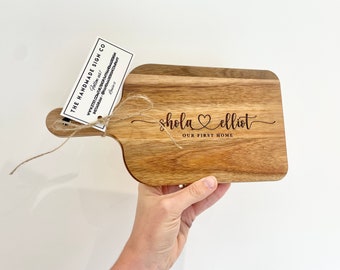 Personalised Acacia Wood Mini Serving Board, Engraved Rustic Wedding Gift