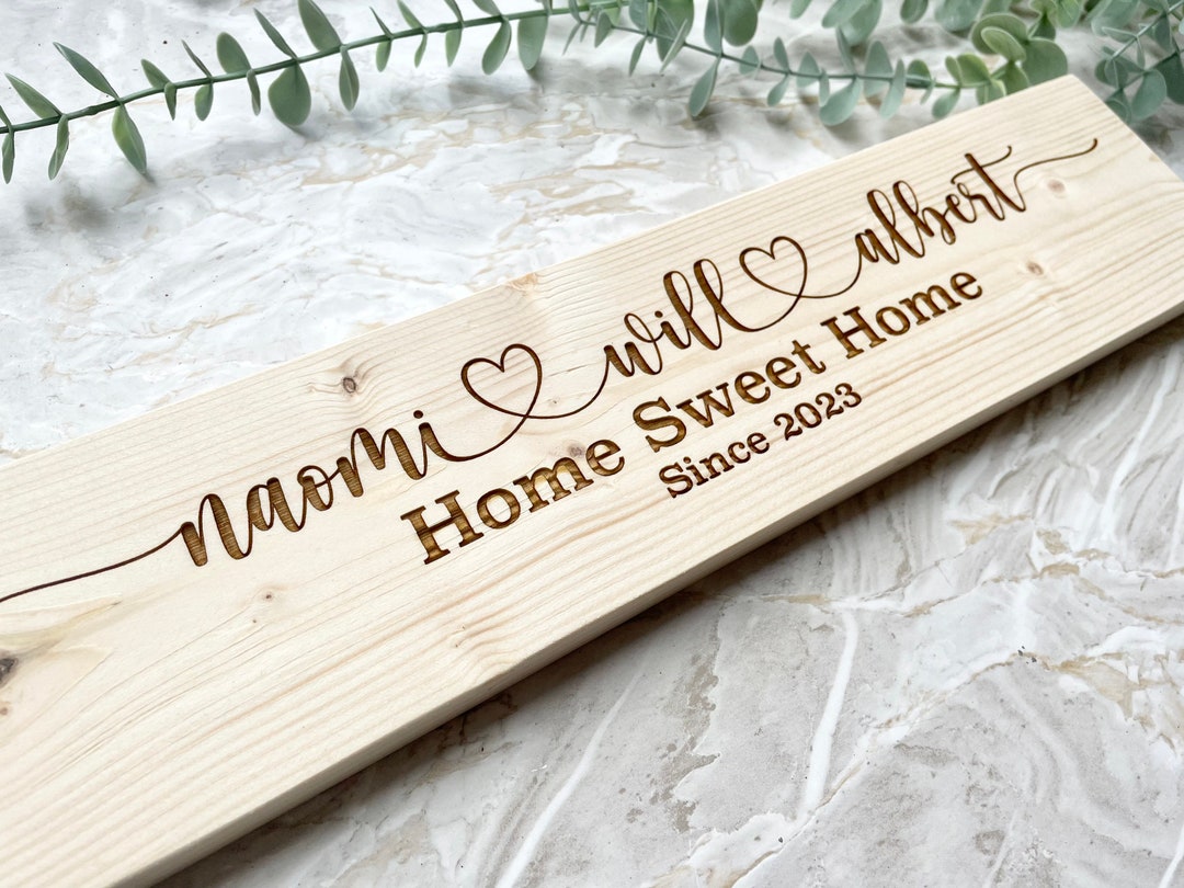Personalised Engraved Wooden Family Sign – Home Sweet Home Plaque - Etsy