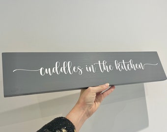 Personalised Cuddles in the Kitchen Wooden Sign - New Home Gift