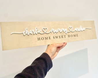 Personalised Engraved Wooden Plaque Family Home Sweet Home Gift New home - 5 Year Anniversary Multiple Sizes